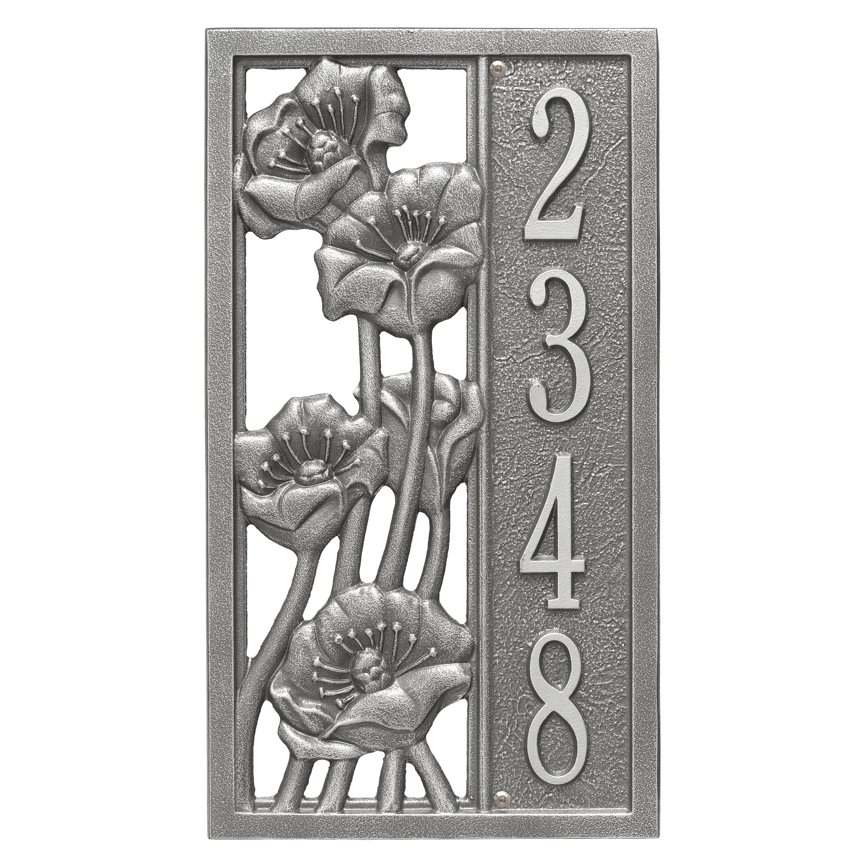Flowering Poppies Vertical Wall Address Plaque 