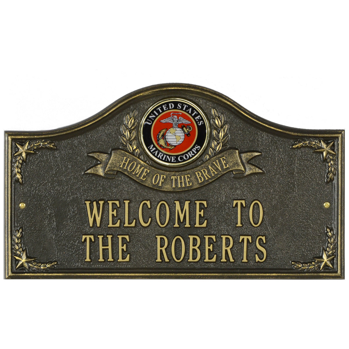 Marine Corps Gifts: Home Of The Brave Personalized Plaque 