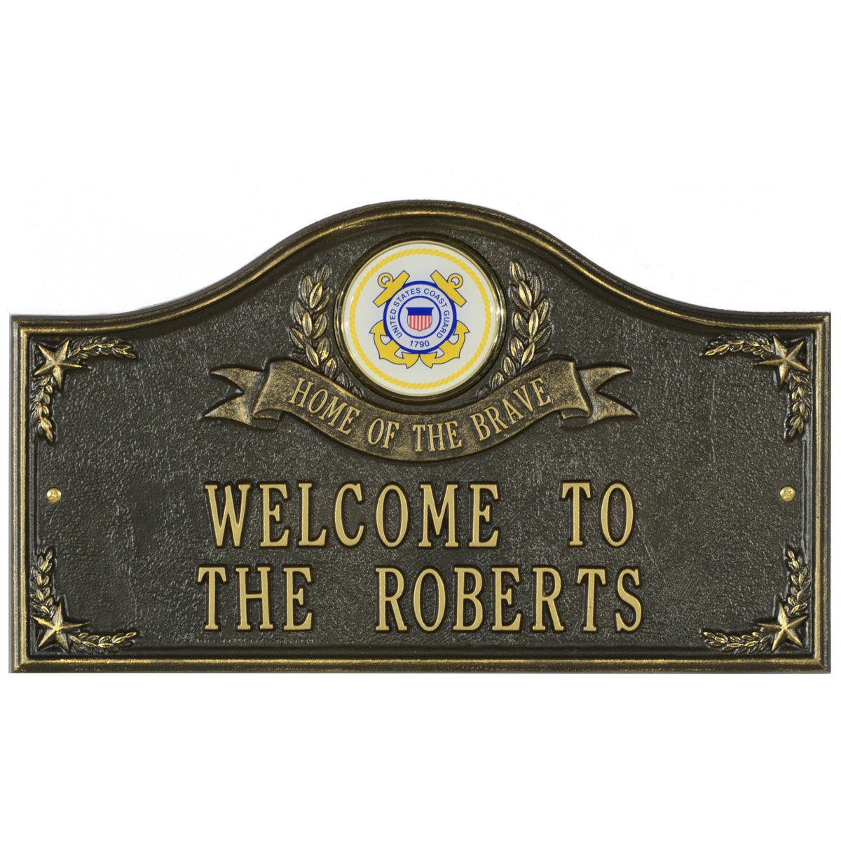 Coast Guard Gifts: Home Of The Brave Personalized Plaque 