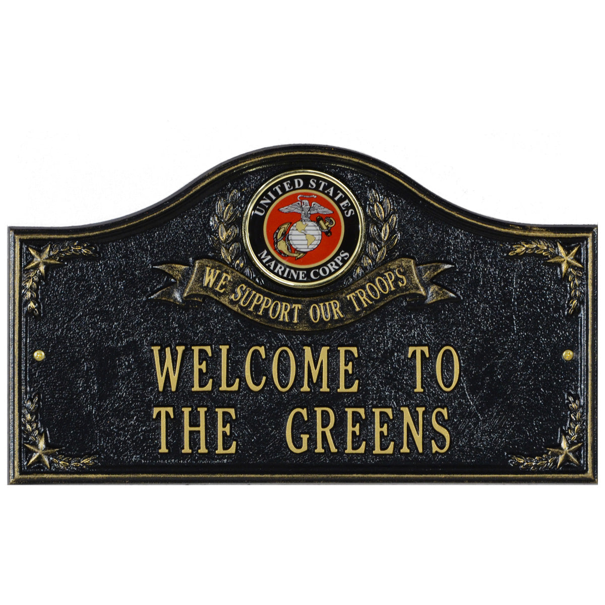Marine Corps Gifts: We Support Our Troops Personalized Plaque 
