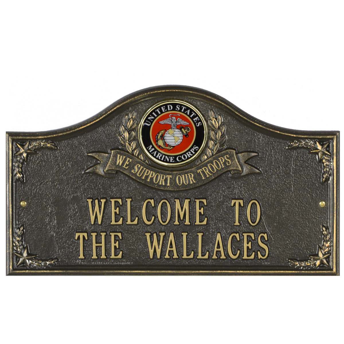 Marine Corps Gifts: We Support Our Troops Personalized Plaque 