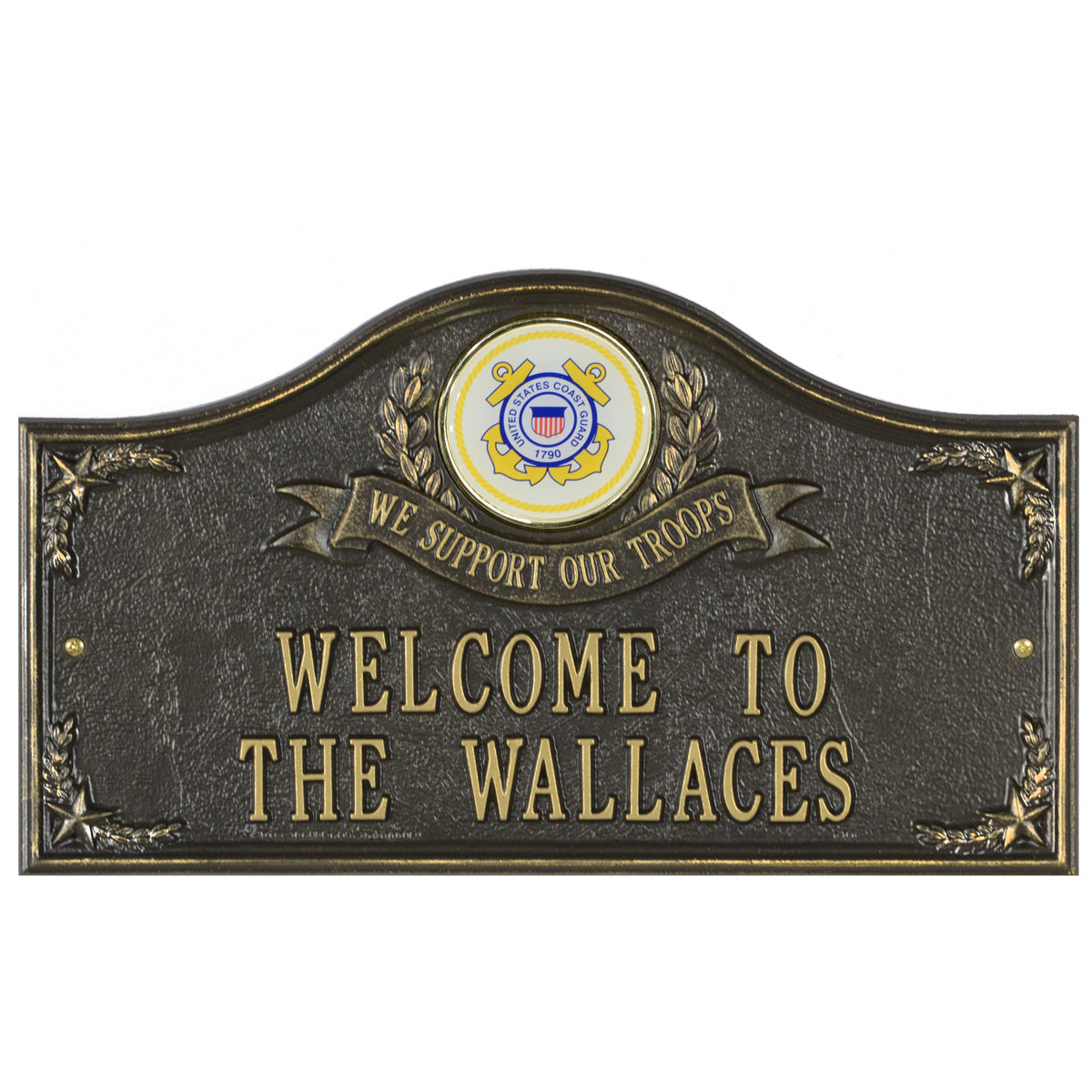 Coast Guard Gifts: We Support Our Troops Personalized Plaque 
