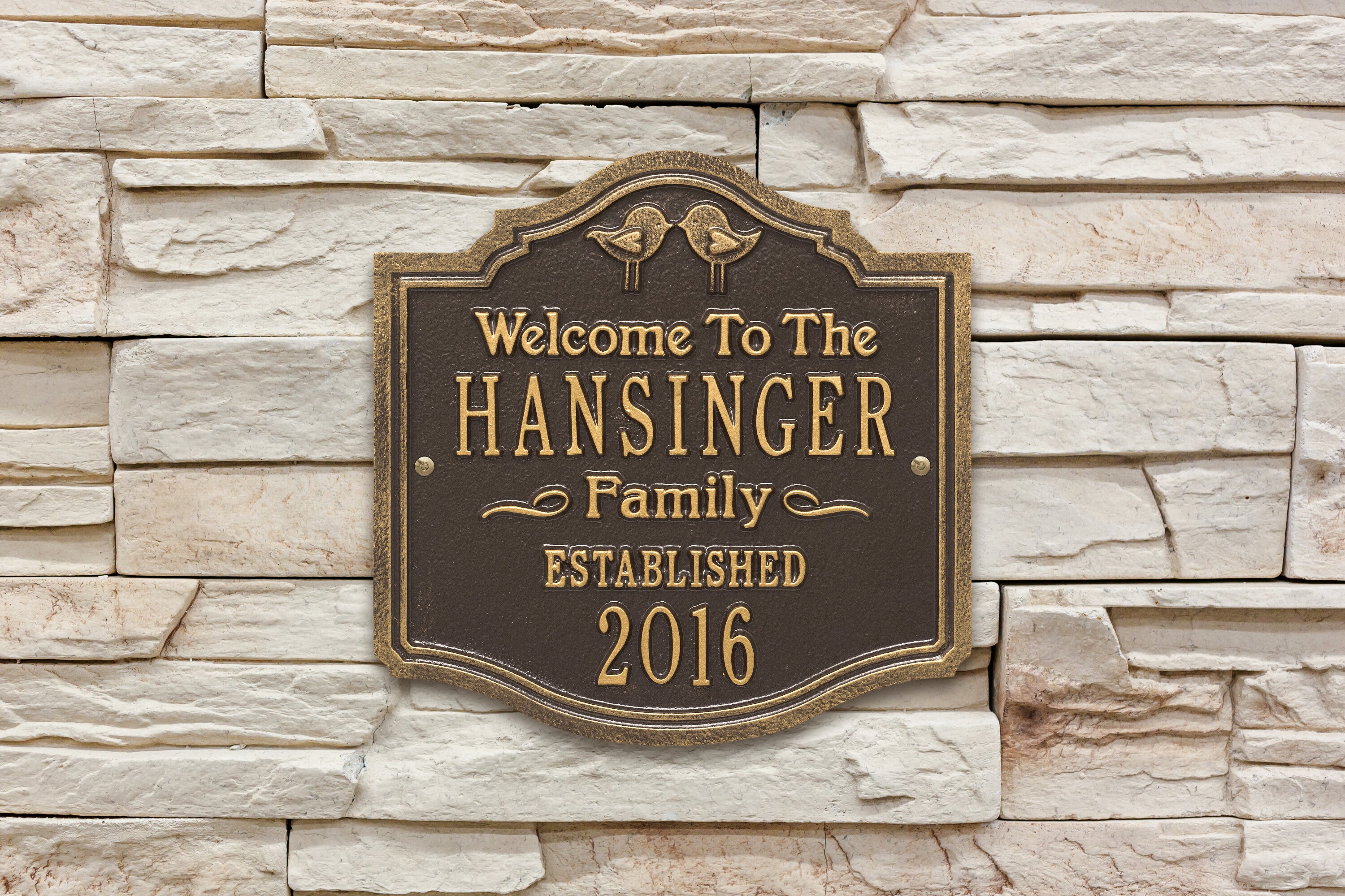 Kissing Birds Wedding or Anniversary Plaque 