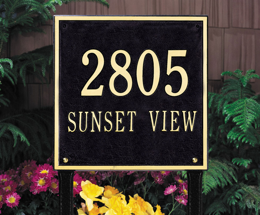 15" Square Lawn Address Plaque 