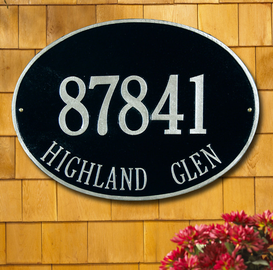 Hawthorne Oval Wall Address Plaque (Estate Size) 