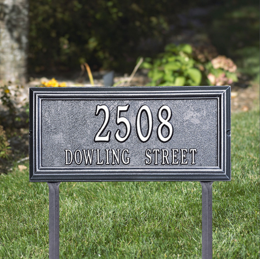 Springfield Rectangle Lawn Address Plaque (Estate Size) 