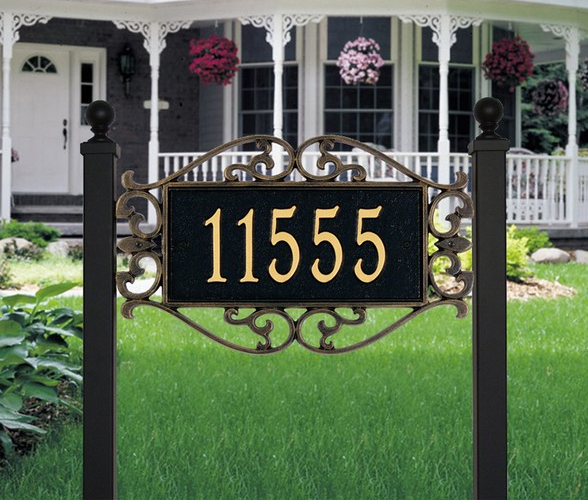 Lewis Fretwork Lawn Address Plaque (Estate Size) 