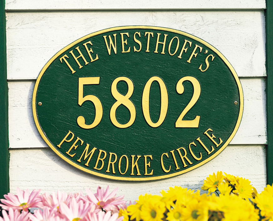 Hawthorne Oval Wall Address Plaque (Estate Size) 