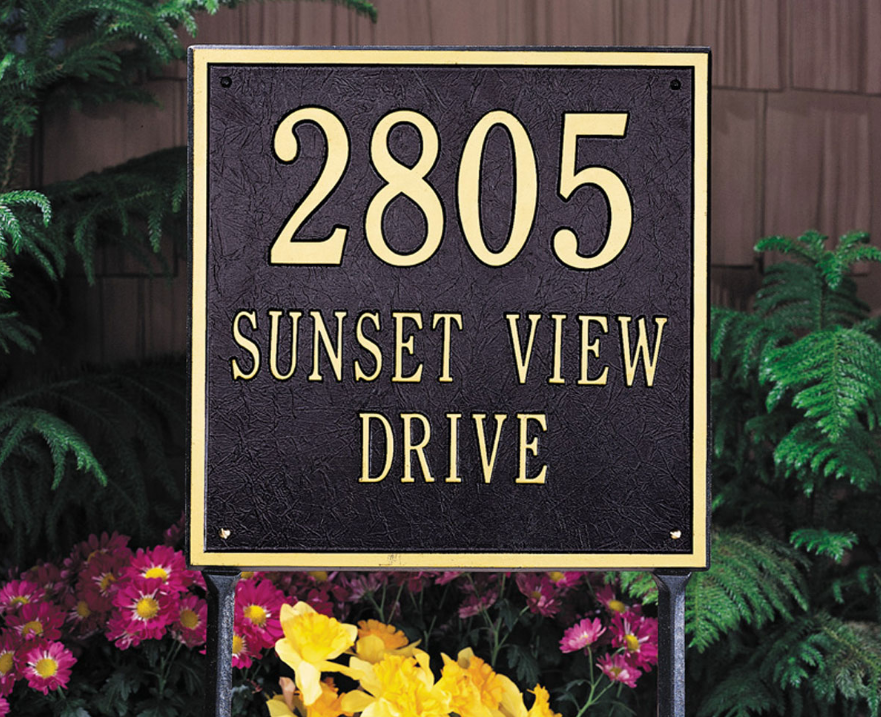 15" Square Lawn Address Plaque 