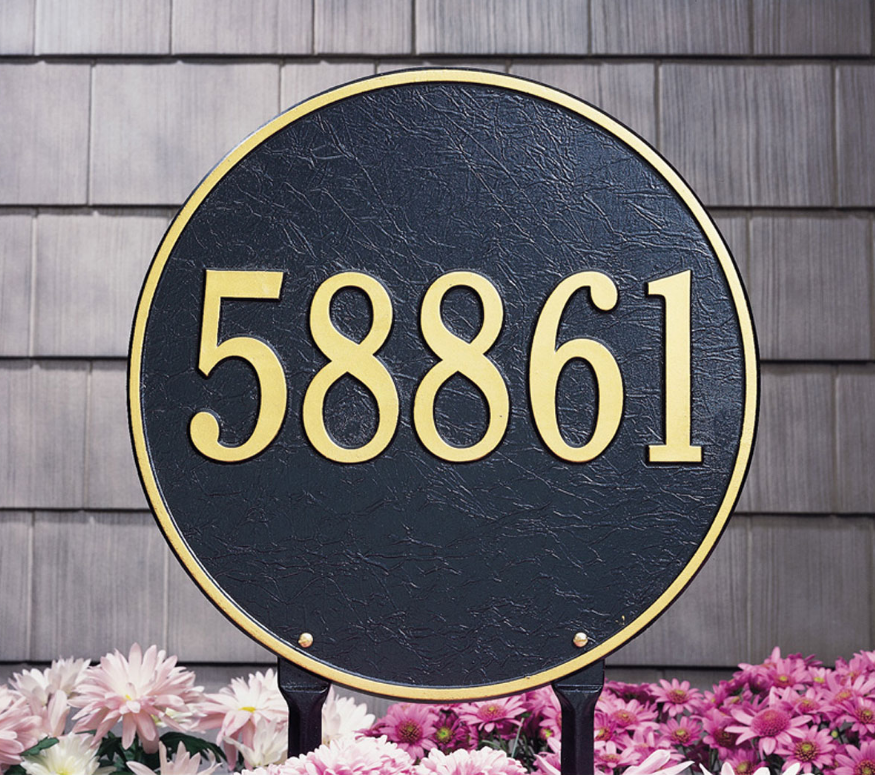 15" Diameter Round Lawn Address Plaque 