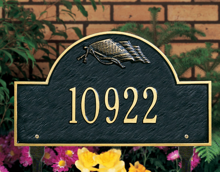 Flag Arch Lawn Address Plaque 
