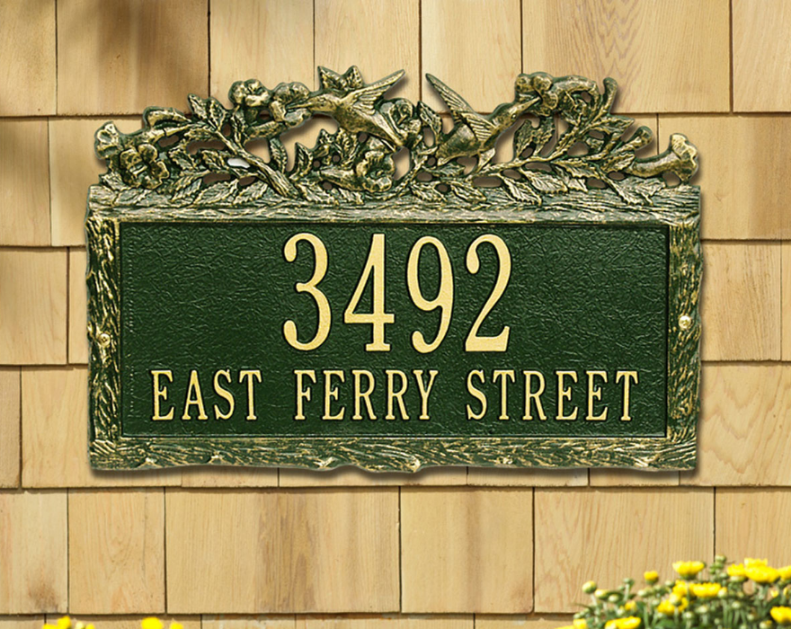 Woodland Hummingbird Wall Address Plaque 