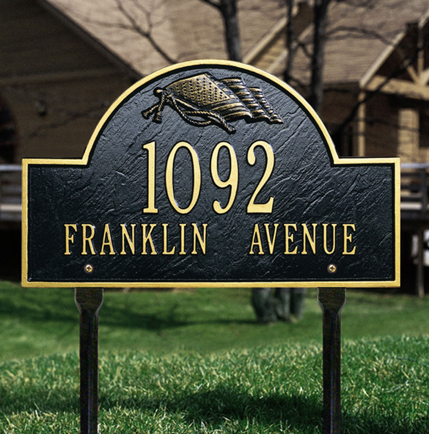 Flag Arch Lawn Address Plaque 