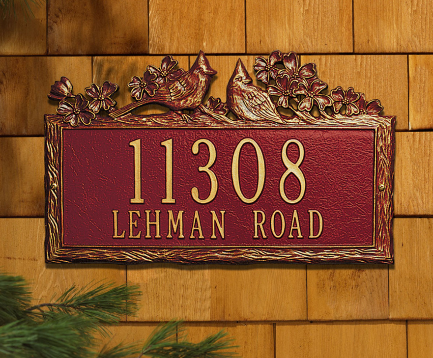 Woodland Cardinal Wall Address Plaque 