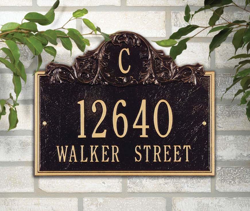 Acanthus Monogram Wall Address Plaque 