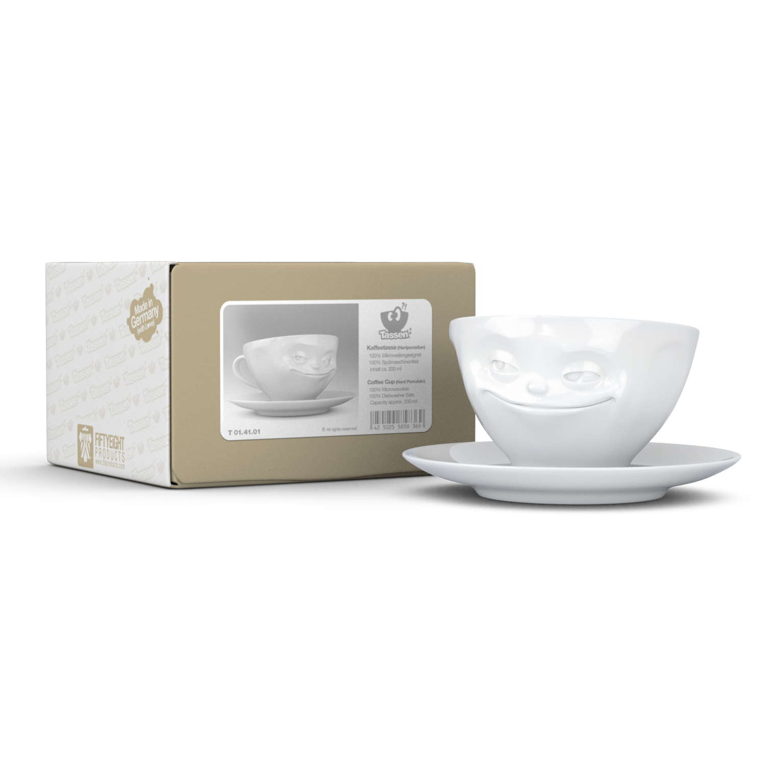 TASSEN Grinning Coffee Cup & Saucer